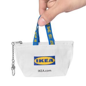 NEW IKEA Japan Mini White Zipper Coin Keychain Mini Bag Tote Purse